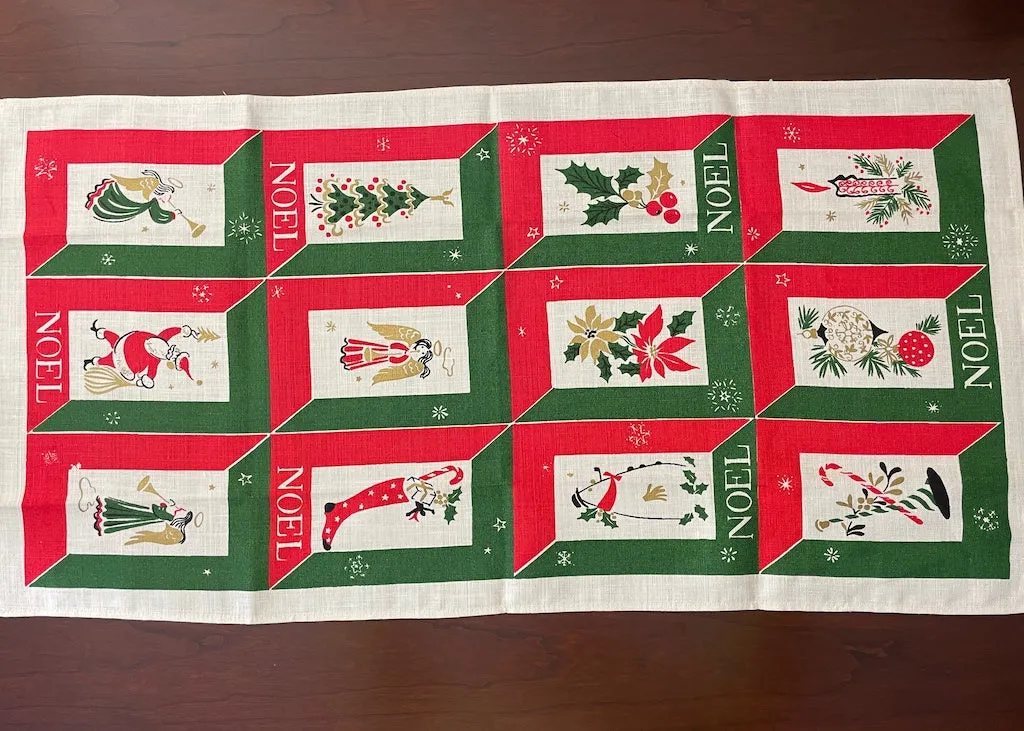 MINTY Vintage Christmas Tea Towel Santa Angel Snowman and More