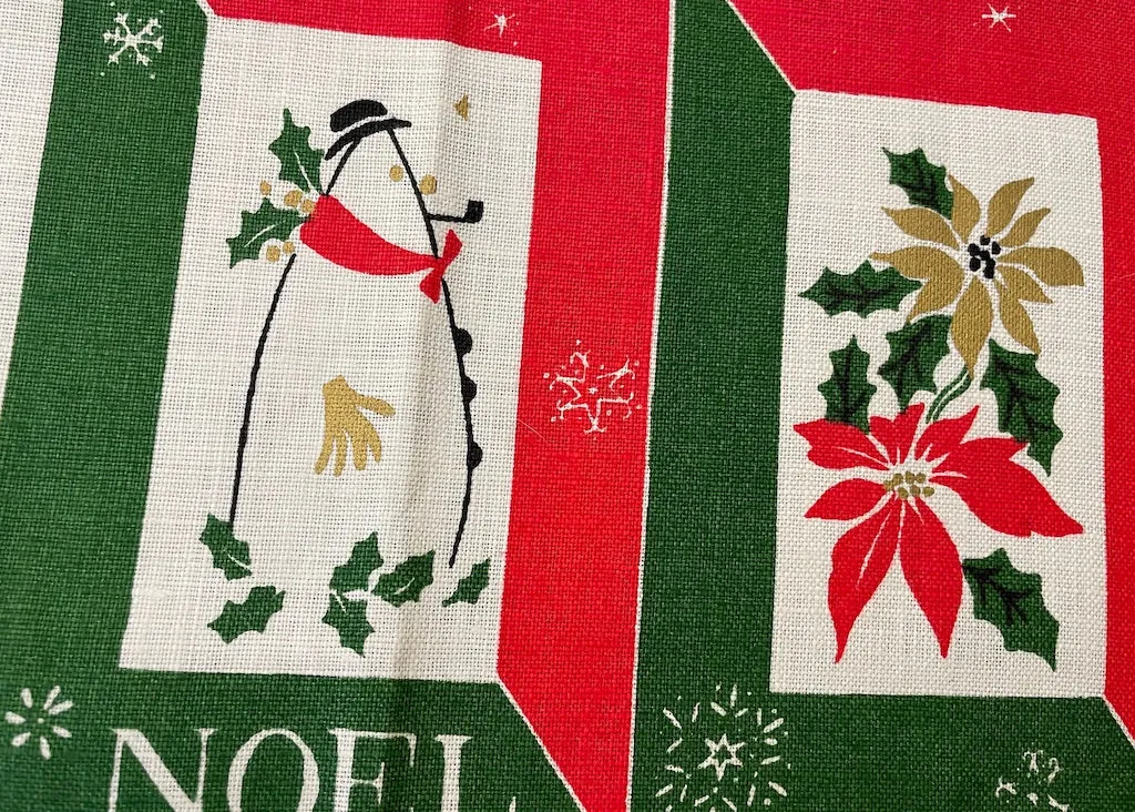 MINTY Vintage Christmas Tea Towel Santa Angel Snowman and More