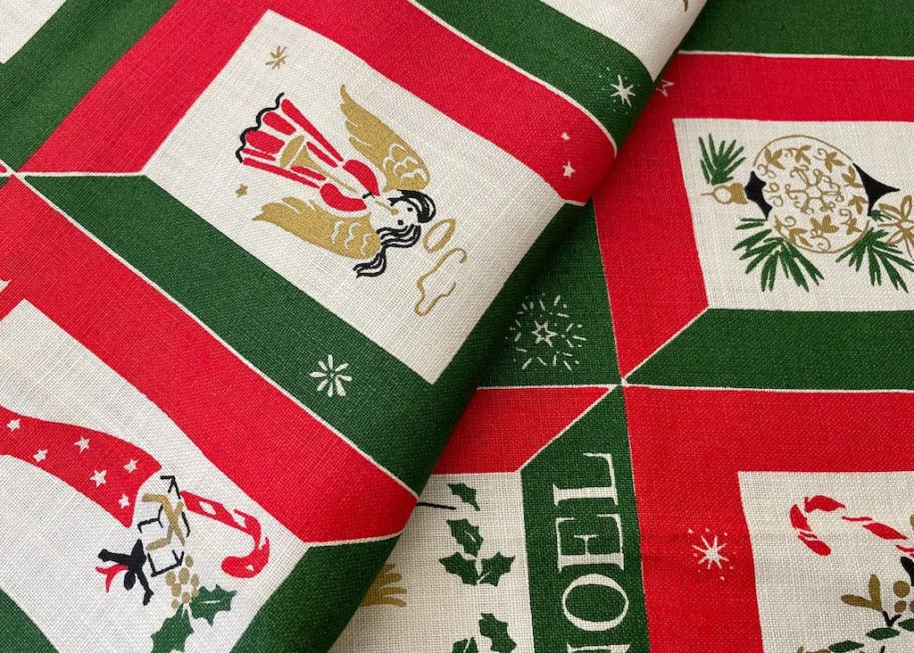 MINTY Vintage Christmas Tea Towel Santa Angel Snowman and More