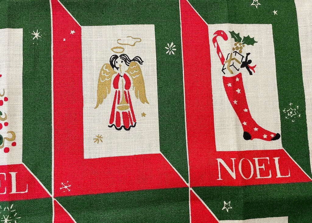 MINTY Vintage Christmas Tea Towel Santa Angel Snowman and More