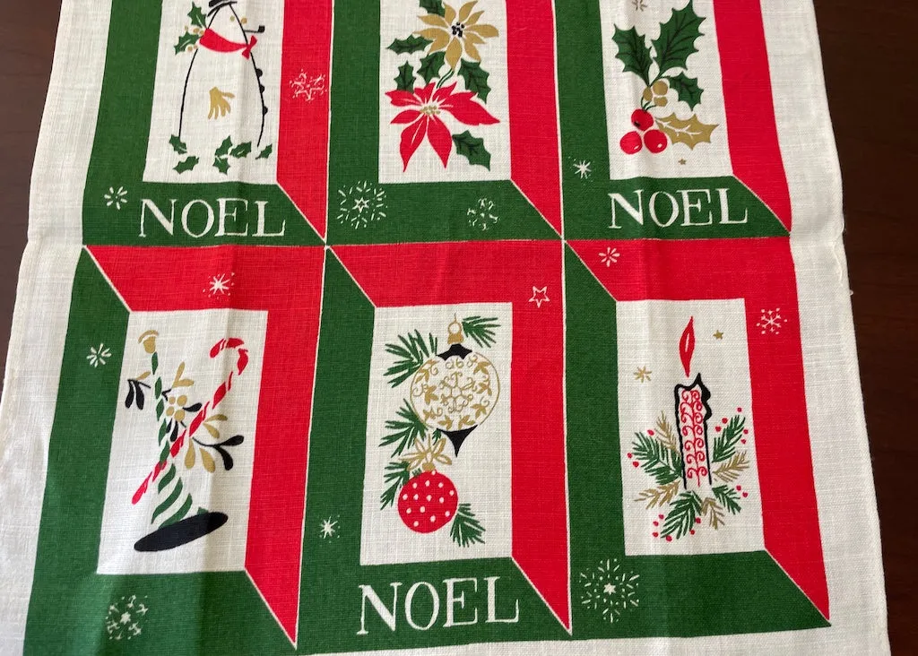 MINTY Vintage Christmas Tea Towel Santa Angel Snowman and More
