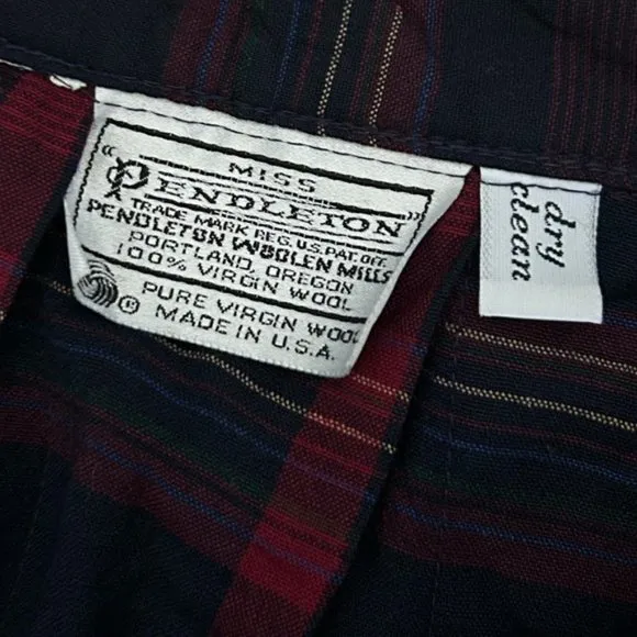 Miss Pendleton Vintage Virgin Wool Plaid Midi Skirt, No Size Tag (Med?)