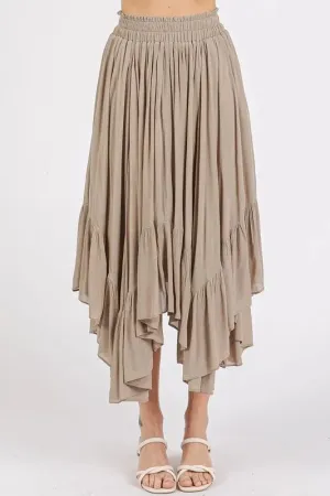 Mittoshop Handkerchief Hem Elastic Waist Pocket Midi Skirt