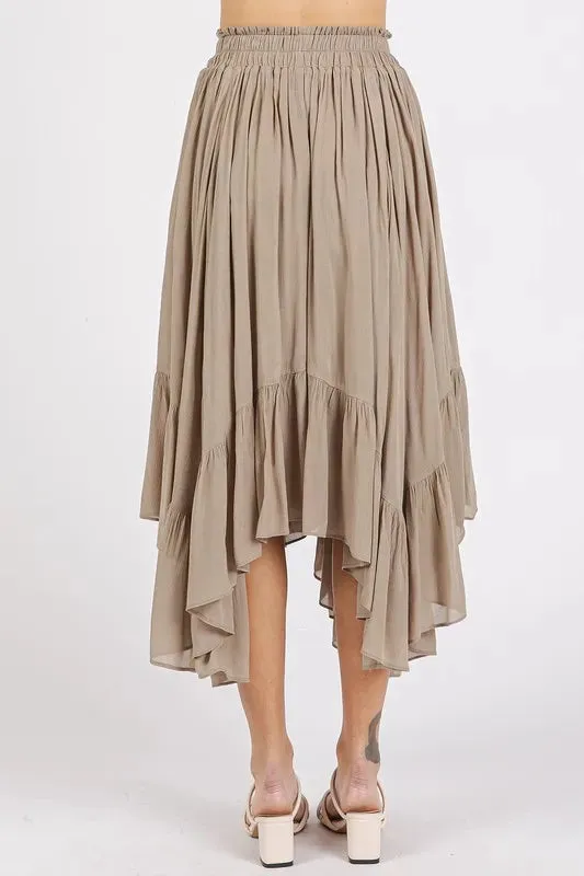Mittoshop Handkerchief Hem Elastic Waist Pocket Midi Skirt