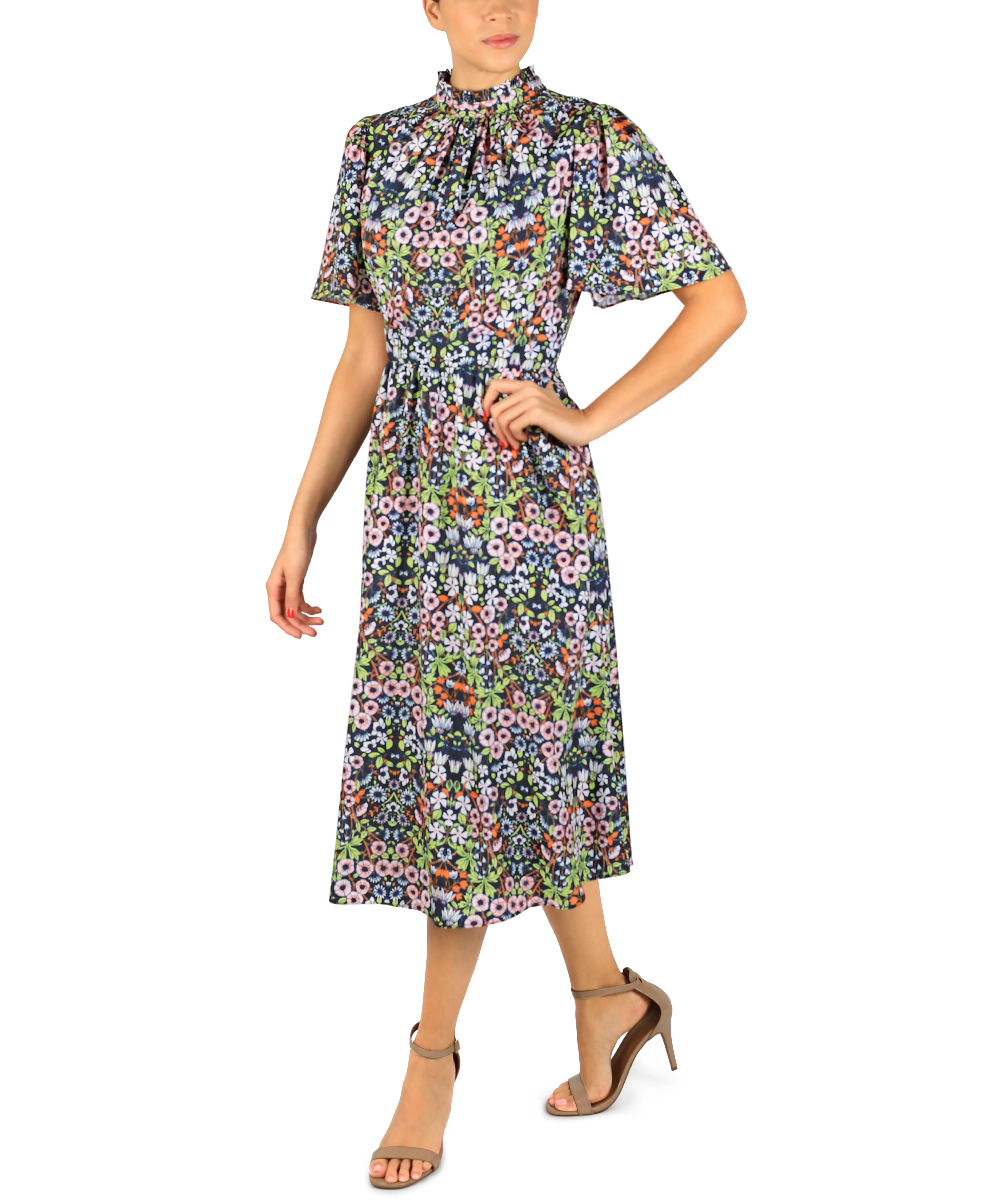 Mock Neck A-Line Dress