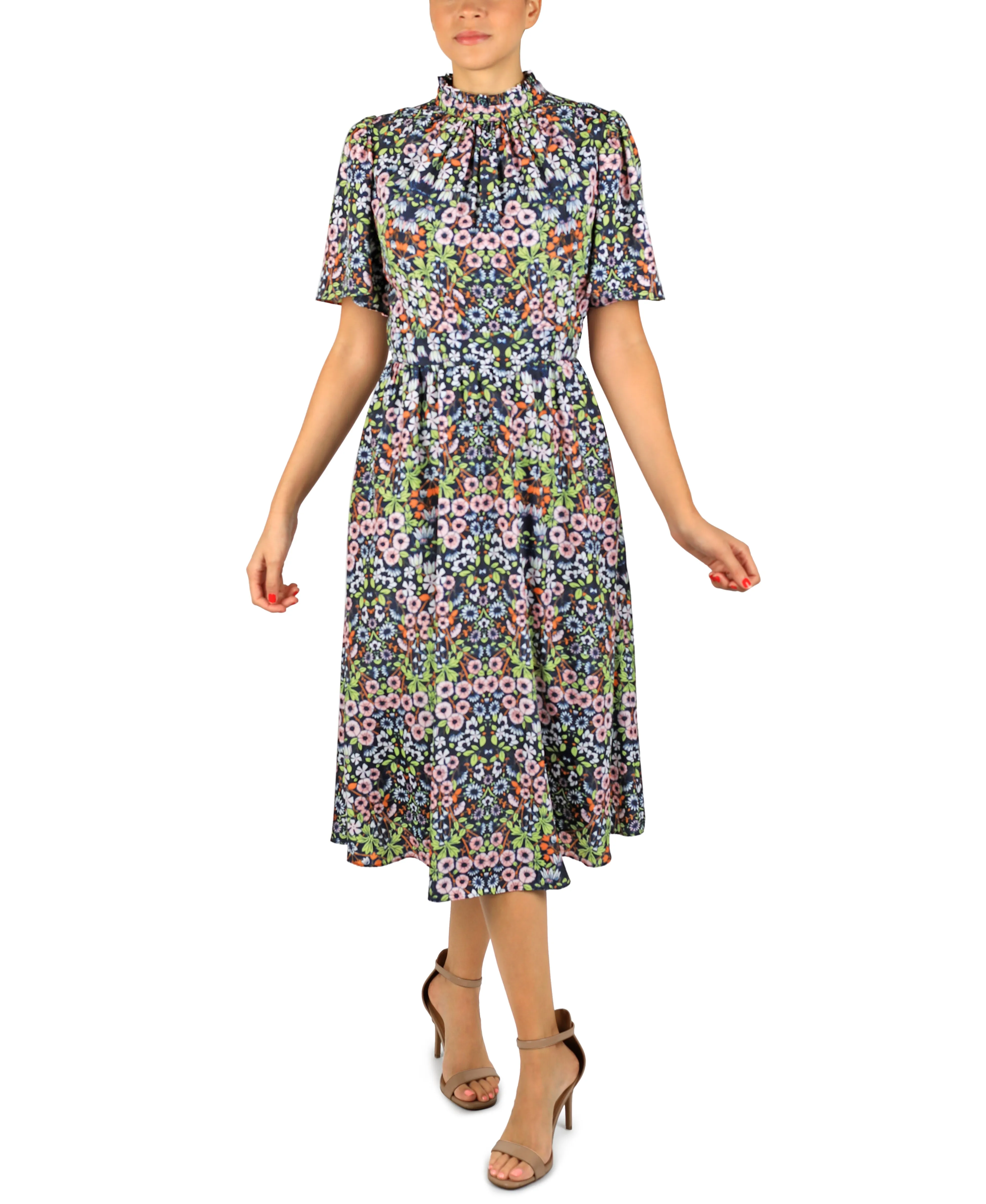 Mock Neck A-Line Dress