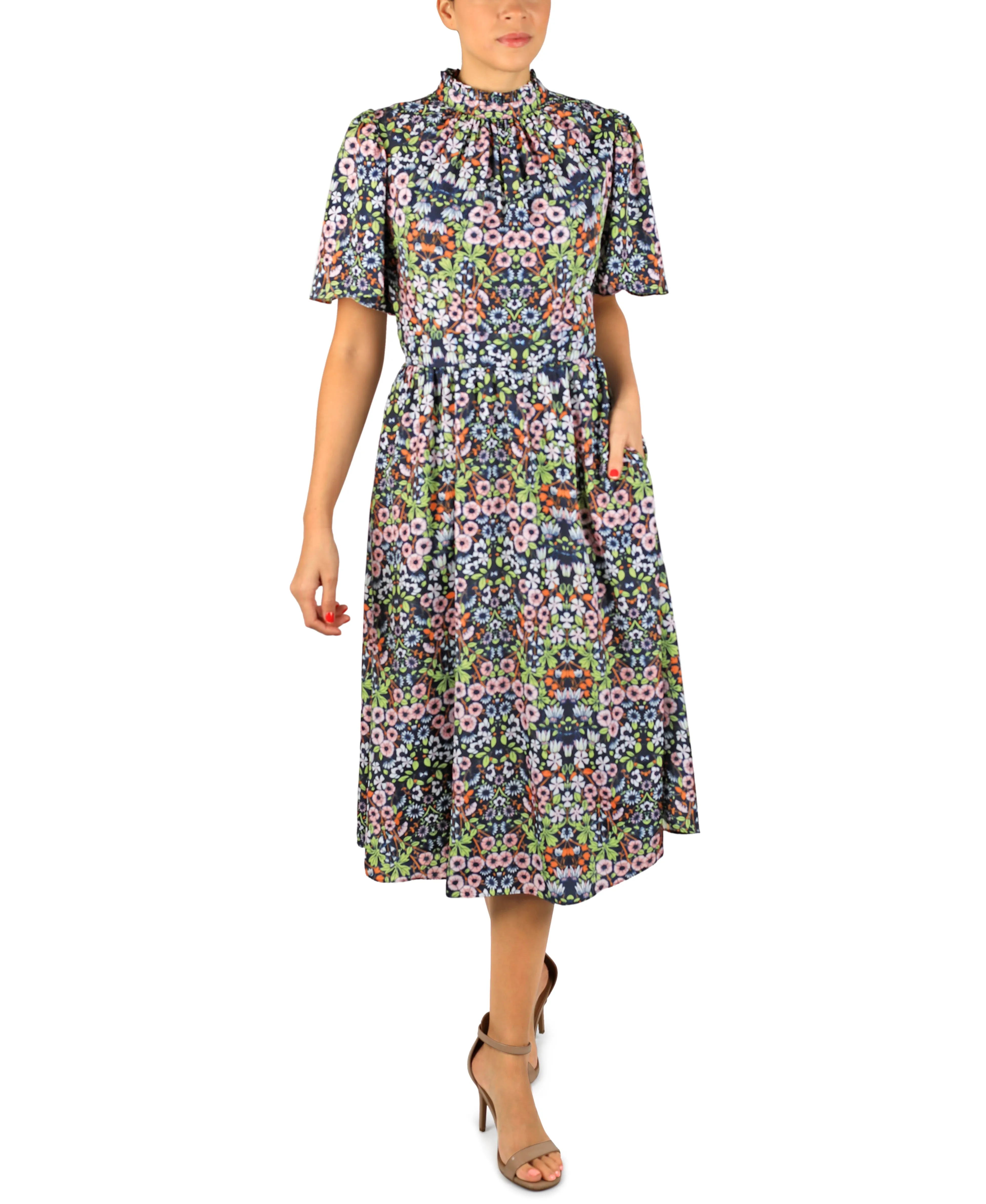 Mock Neck A-Line Dress