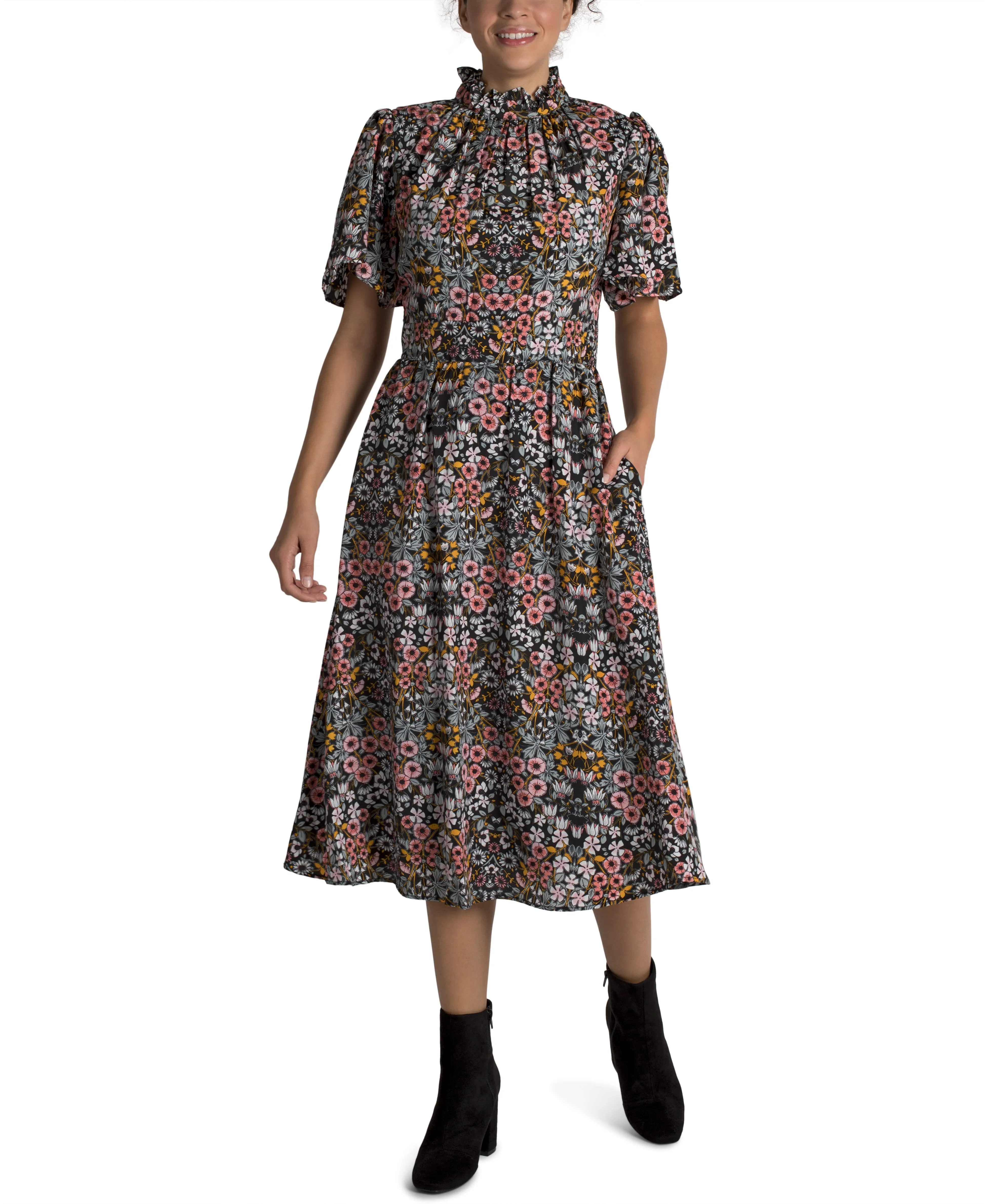 Mock Neck A-Line Dress
