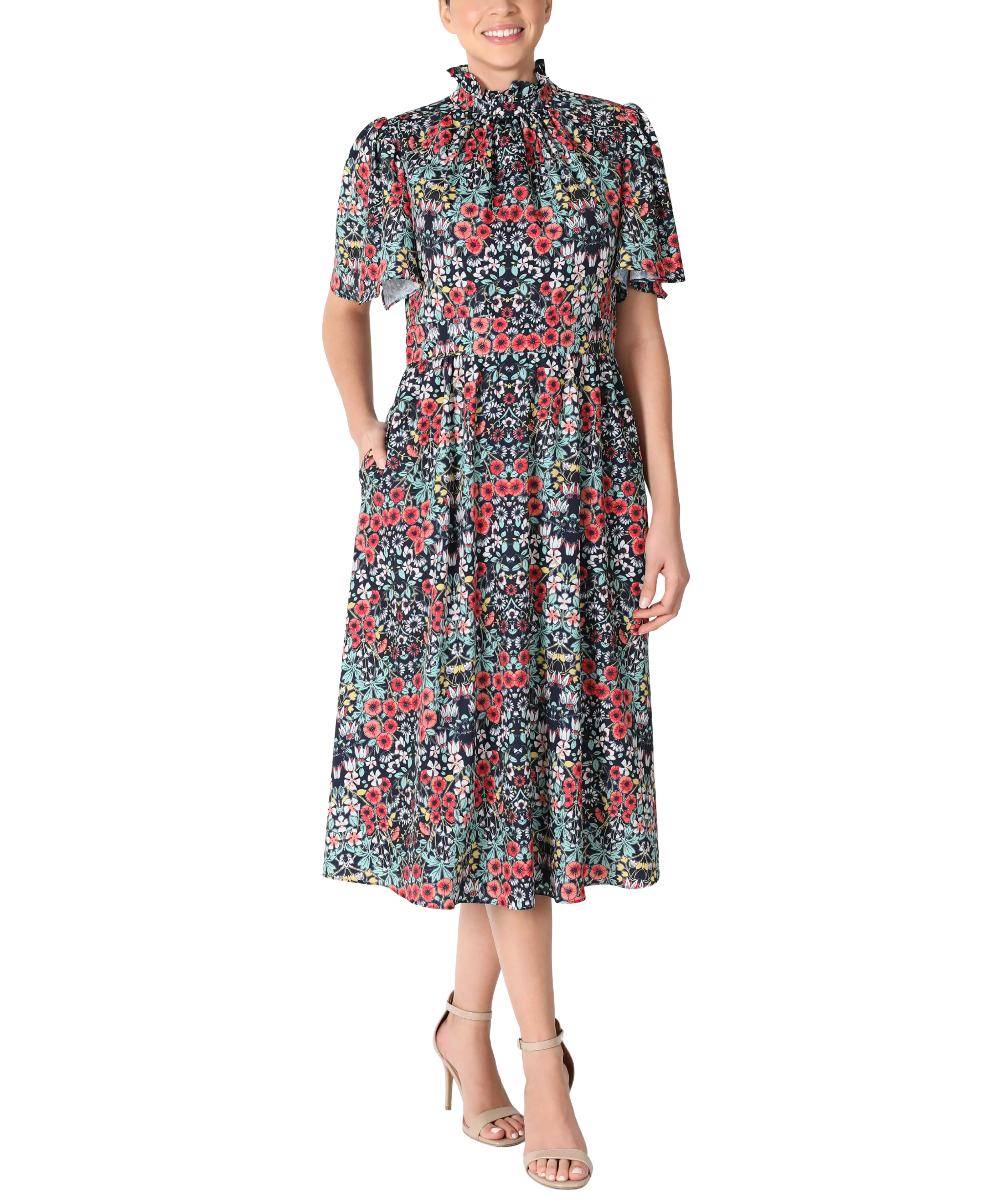 Mock Neck A-Line Dress