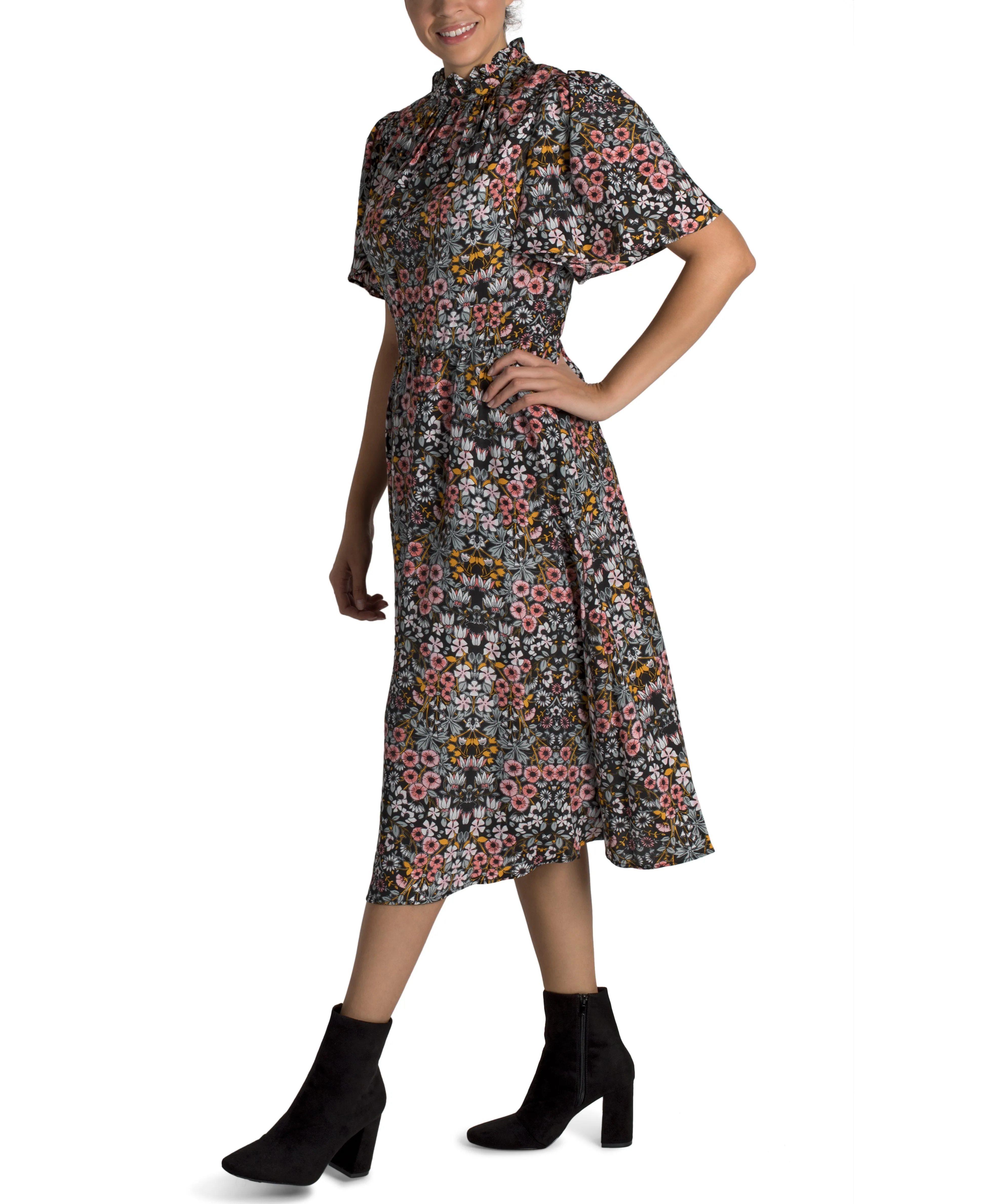 Mock Neck A-Line Dress