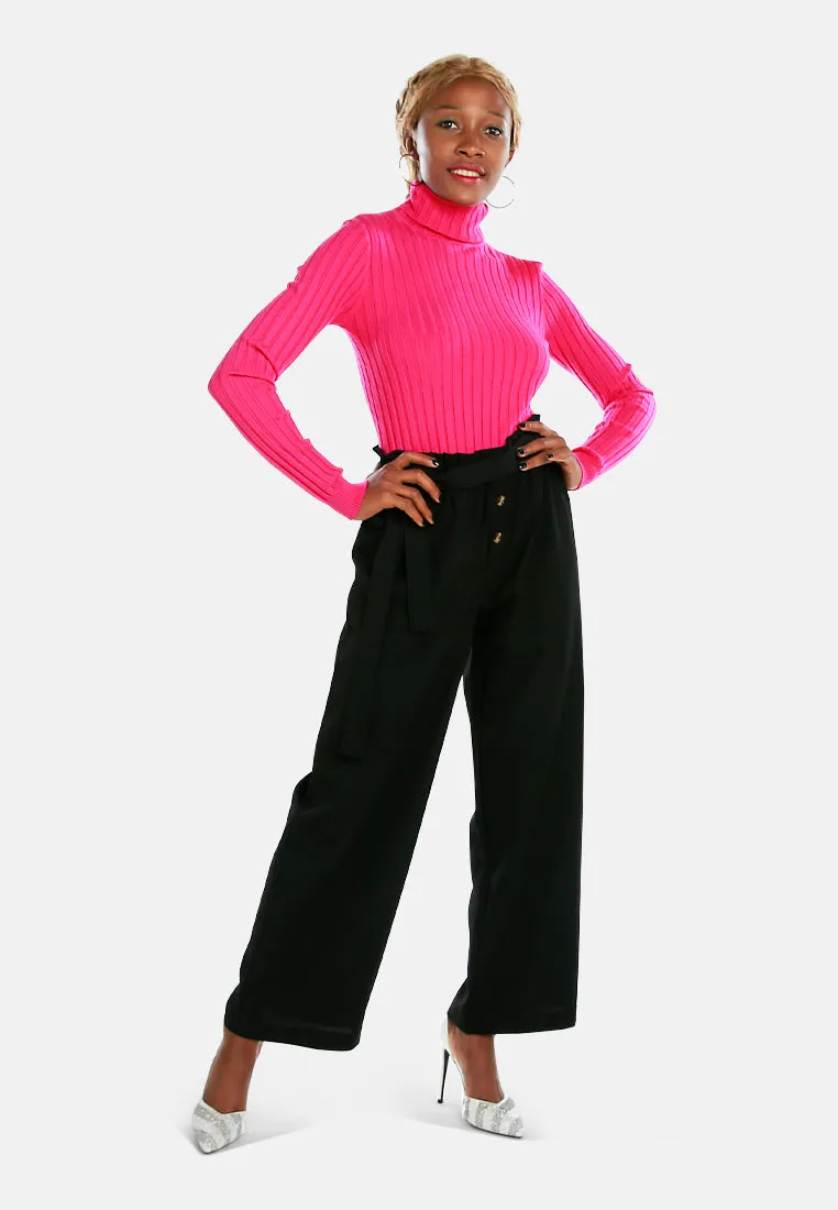 Multi Button High Waisted Pants