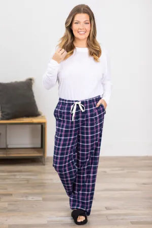Navy and Orchid Plaid Lounge Pants