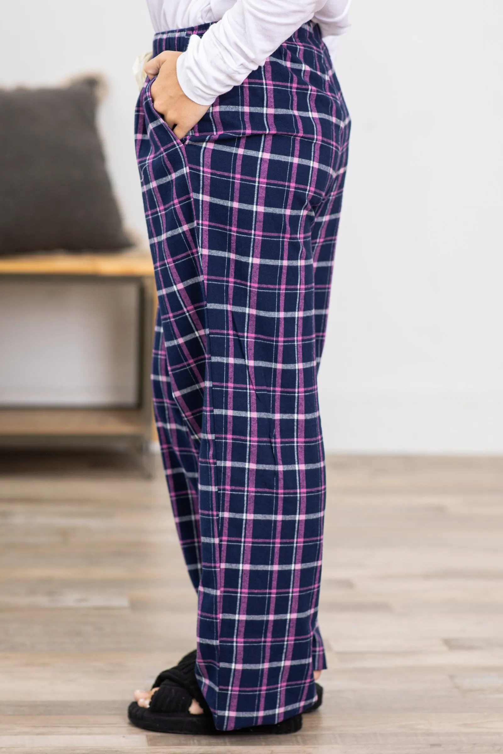 Navy and Orchid Plaid Lounge Pants