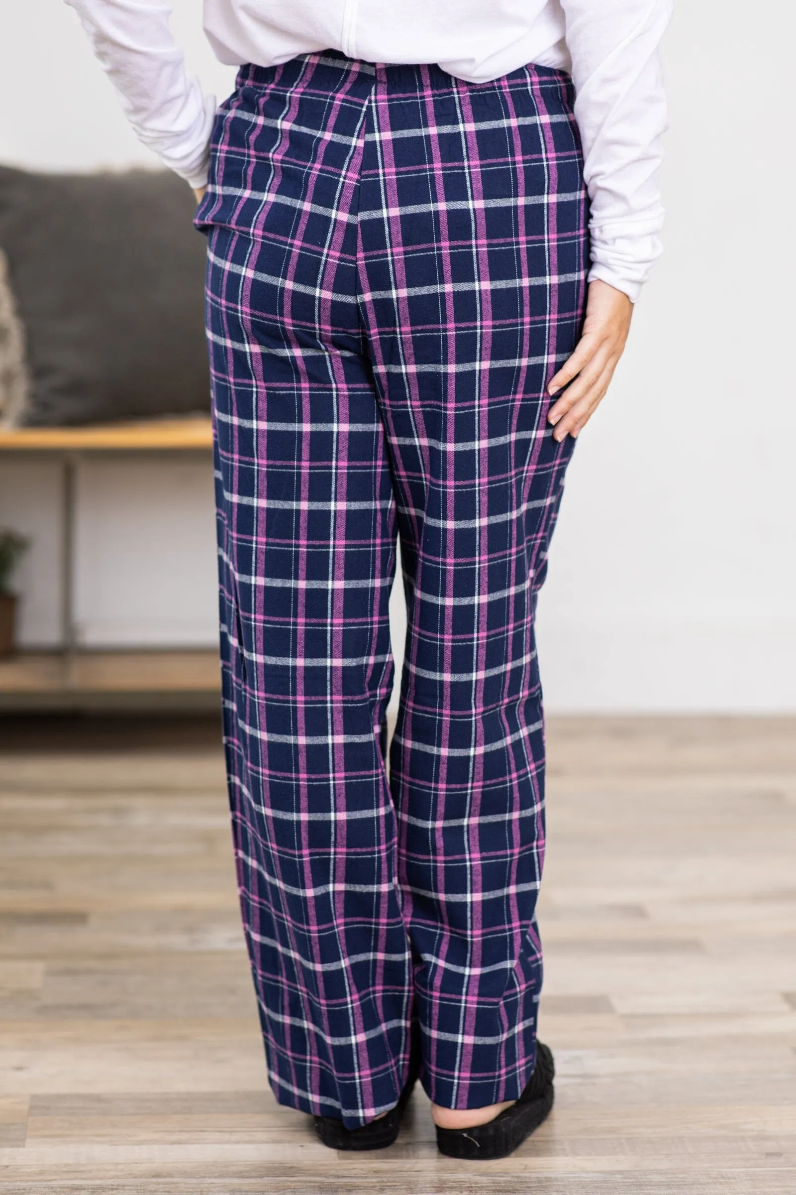 Navy and Orchid Plaid Lounge Pants