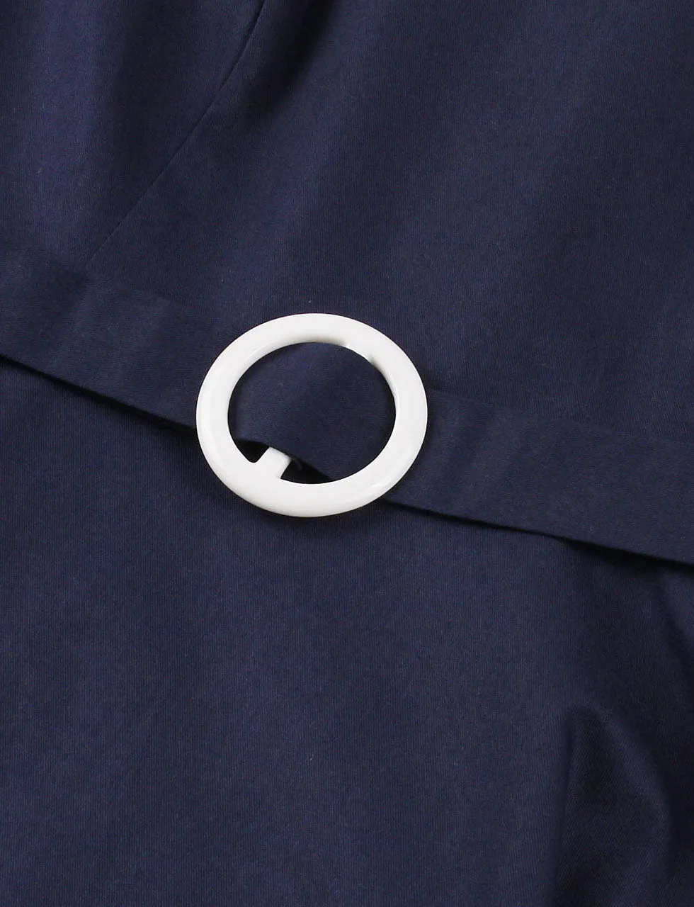 Navy Peter Pan Collar 1950s Vintage Swing Dress With Belt