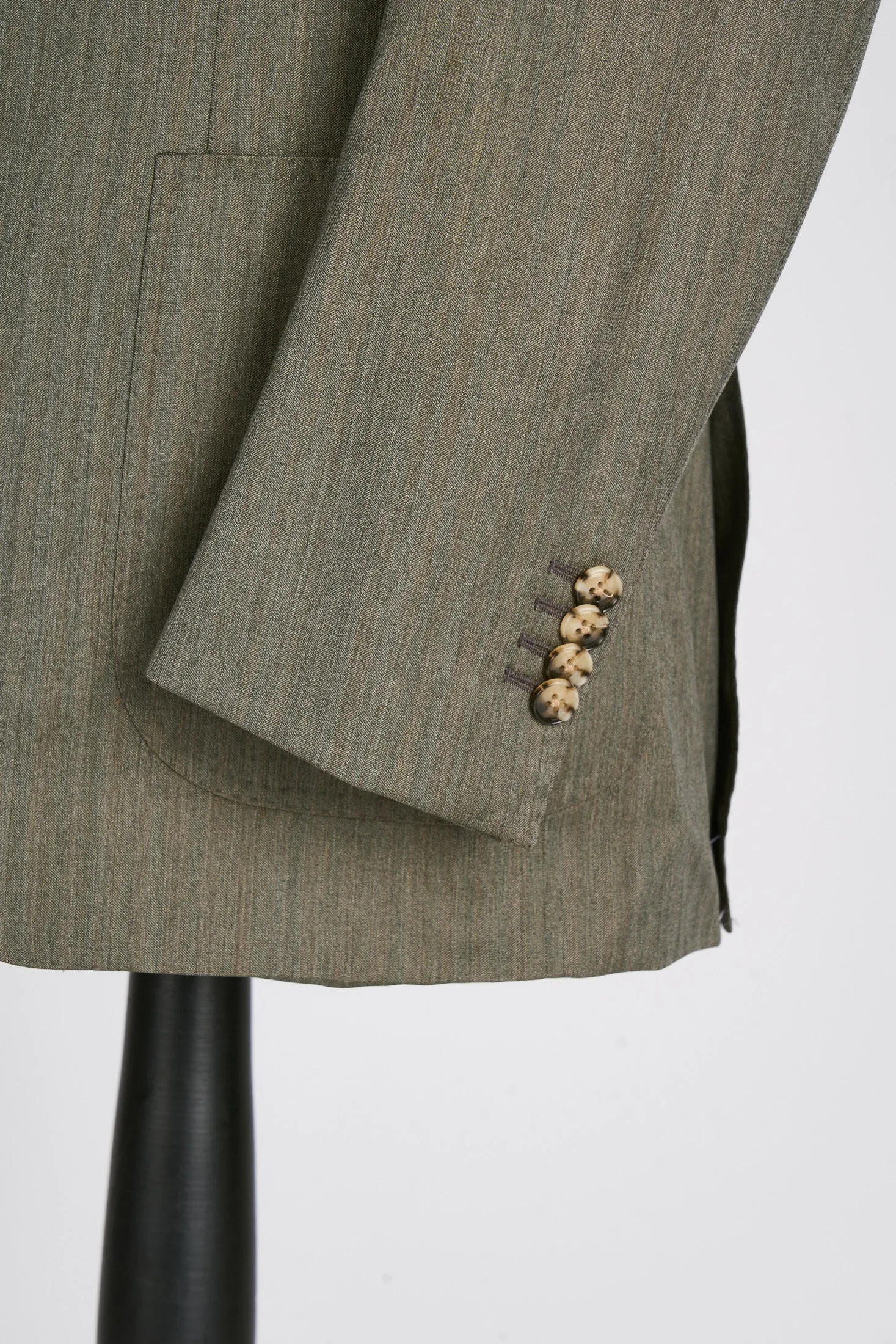 New Suitsupply Havana Green Herringbone Wool and Silk Full Canvas Luxury Suit - Size 40R