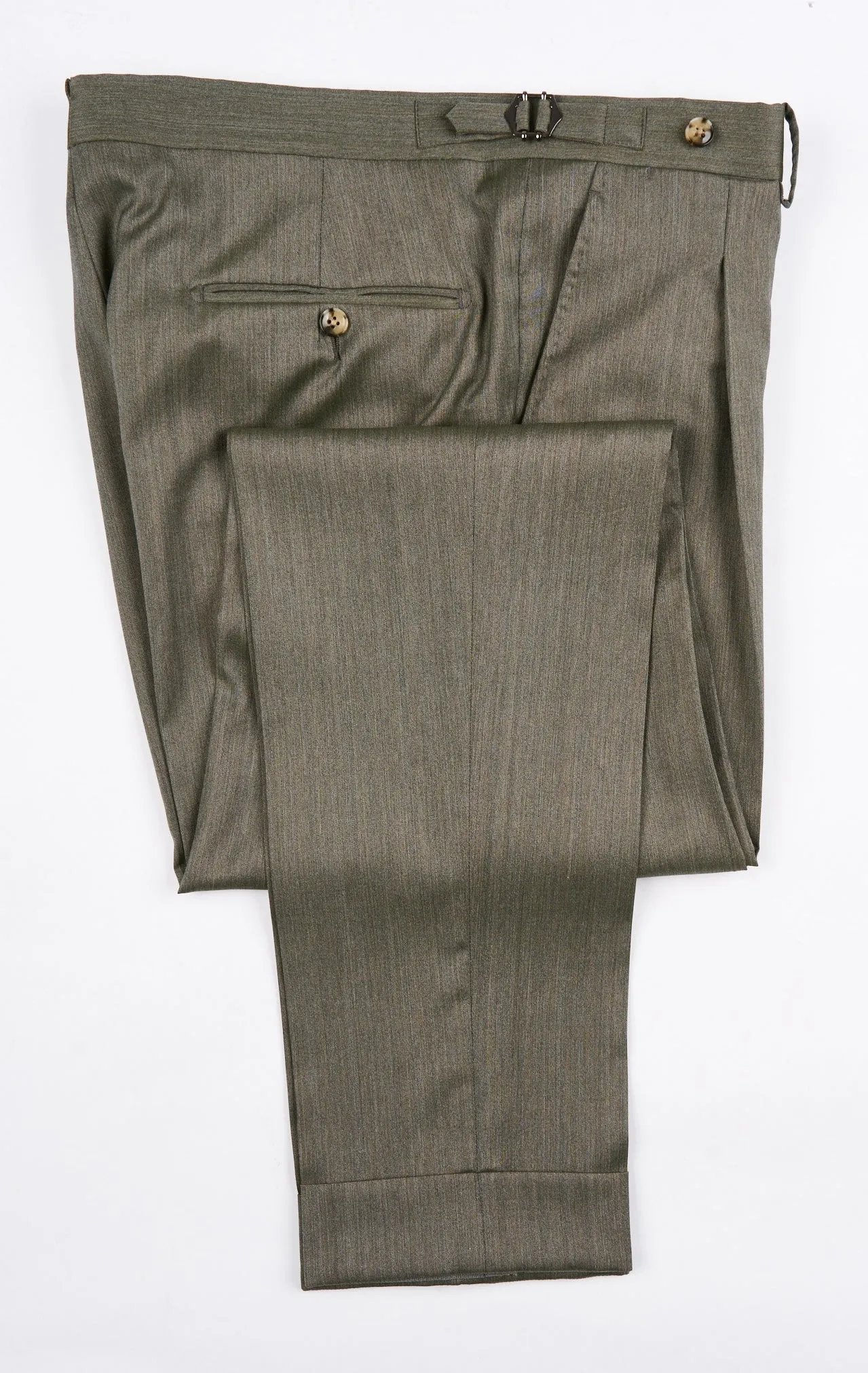 New Suitsupply Havana Green Herringbone Wool and Silk Full Canvas Luxury Suit - Size 40R