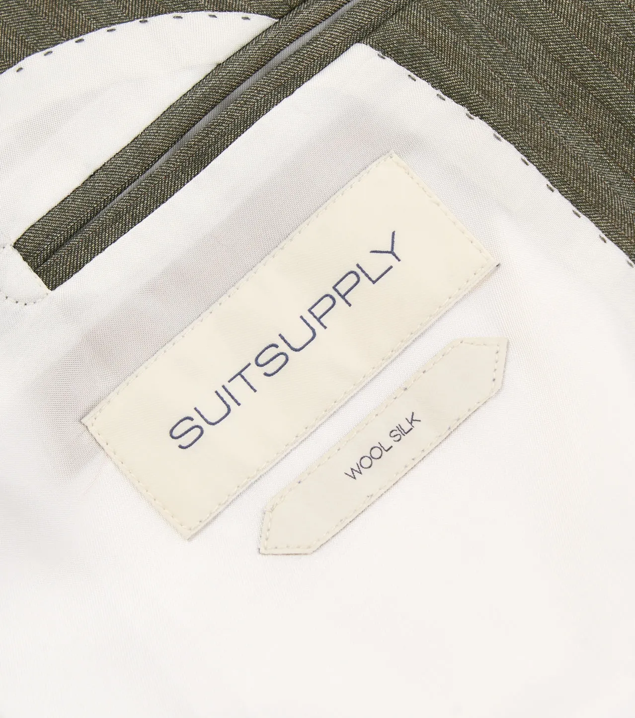 New Suitsupply Havana Green Herringbone Wool and Silk Full Canvas Luxury Suit - Size 40R