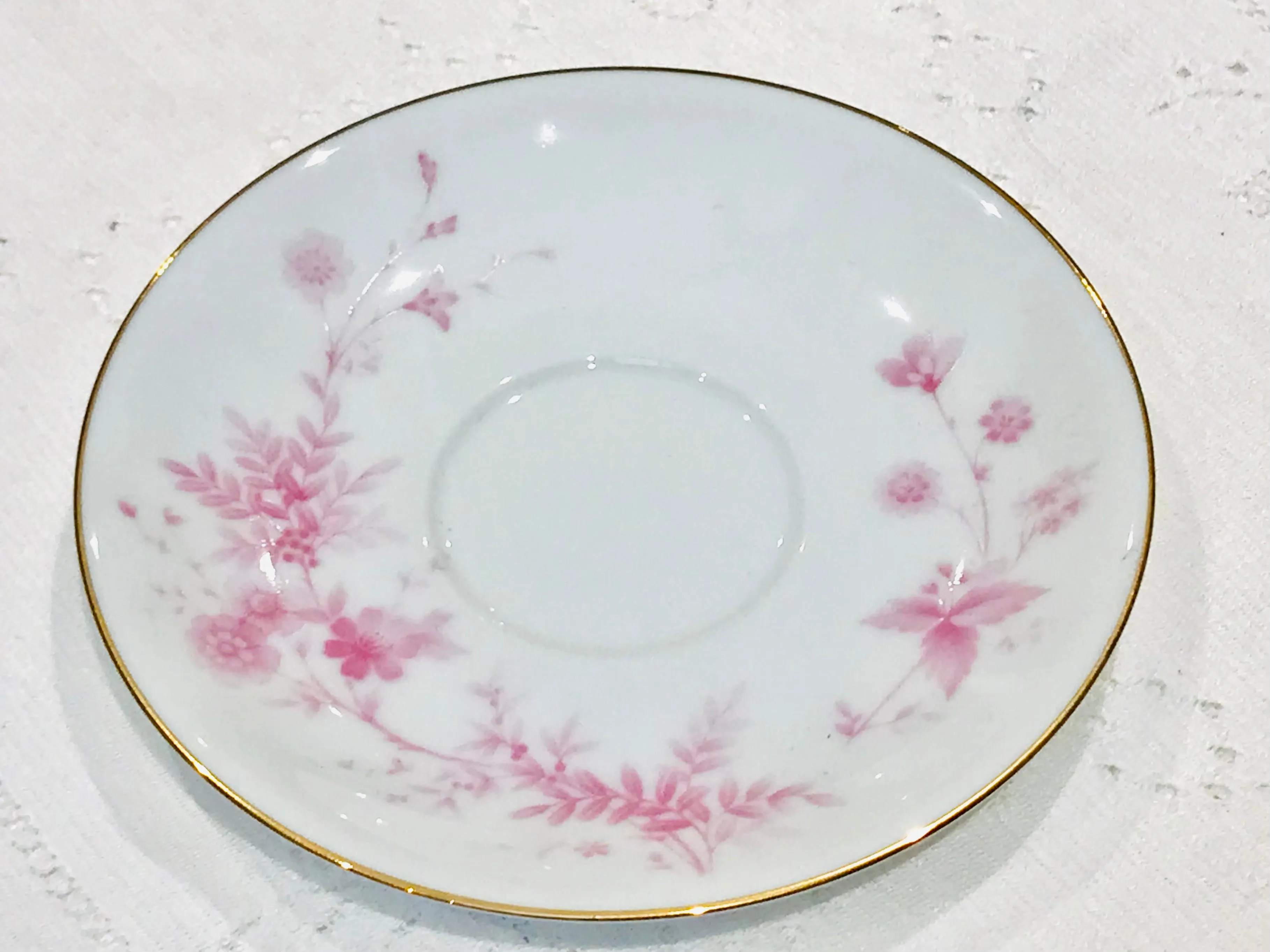Noritake Pink Teacup & Saucer White & Pink fine bone china
