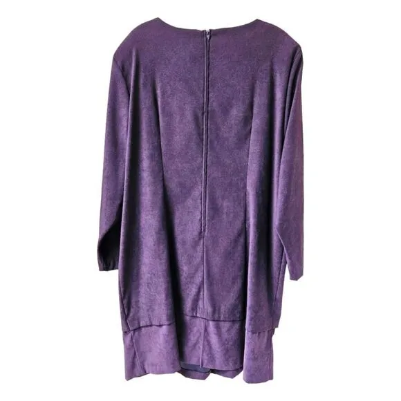 NWOT FASHION BUG Vintage Plum LongSleeve Layered Faux Suede Jacket Dress