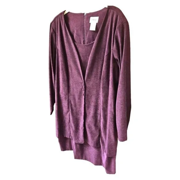 NWOT FASHION BUG Vintage Plum LongSleeve Layered Faux Suede Jacket Dress