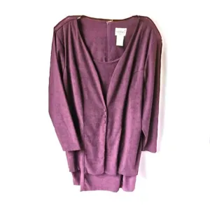 NWOT FASHION BUG Vintage Plum LongSleeve Layered Faux Suede Jacket Dress