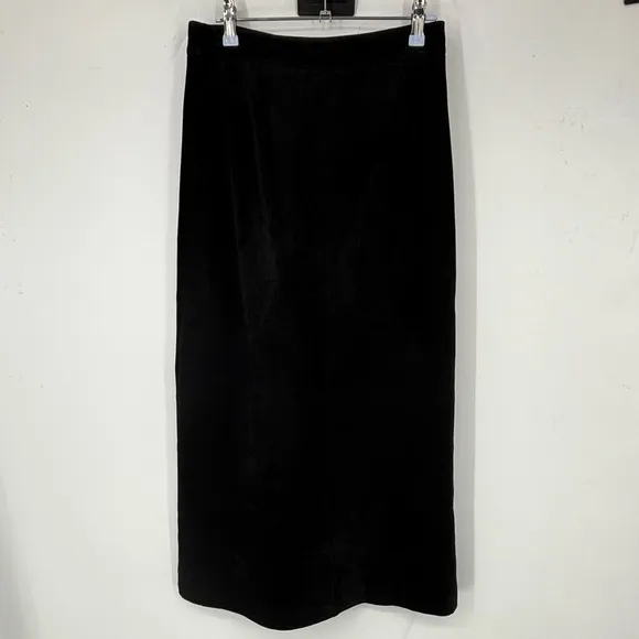NWOT Vintage Lord &amp; Taylor Genuine Leather A-line Midi Skirt Black 4