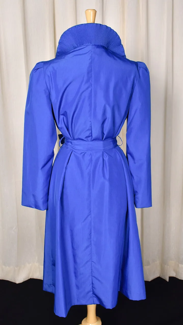 NWT 1970s Vintage Blue Ruffle Nylon Coat Dress