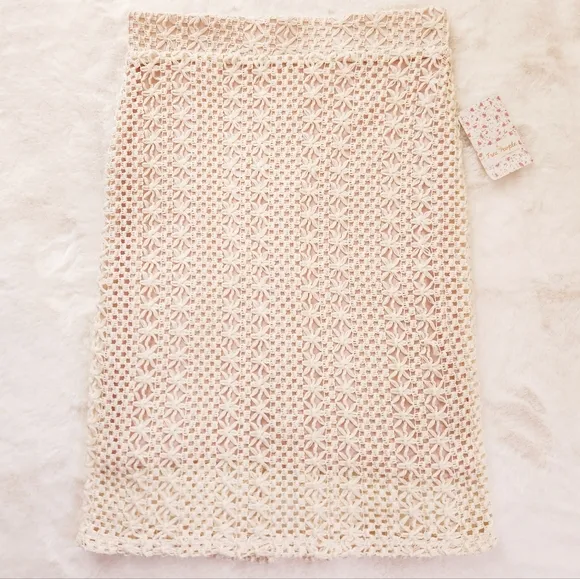 NWT Free People Boho Skirt Free People Crochet Lace Midi Vintage Hippie Skirt