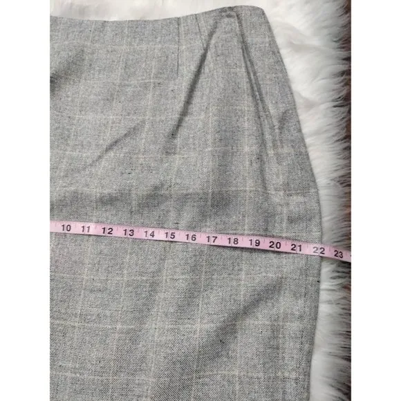 NWT VTG Linda Allard Ellen Tracy Silk Plaid Mini Skirt Black White Women's 14