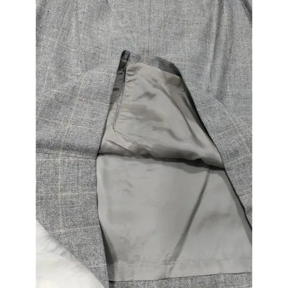 NWT VTG Linda Allard Ellen Tracy Silk Plaid Mini Skirt Black White Women's 14