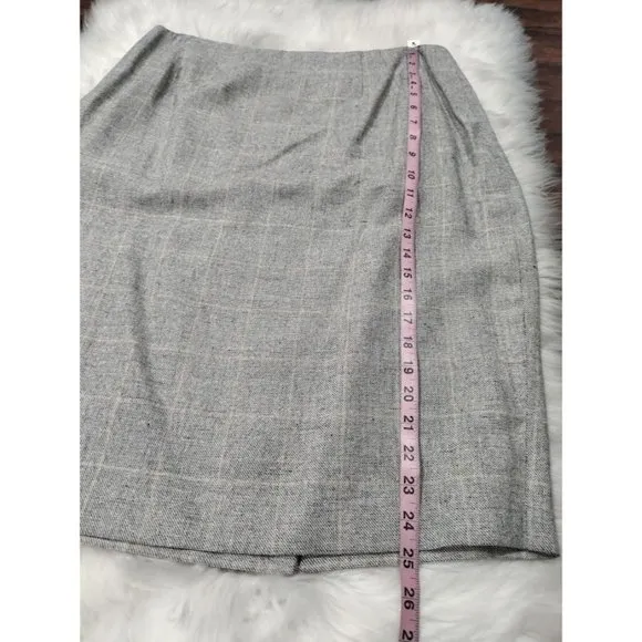 NWT VTG Linda Allard Ellen Tracy Silk Plaid Mini Skirt Black White Women's 14