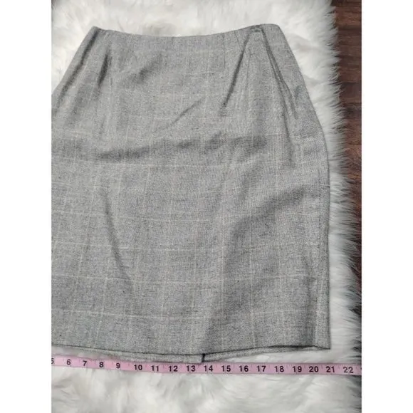 NWT VTG Linda Allard Ellen Tracy Silk Plaid Mini Skirt Black White Women's 14