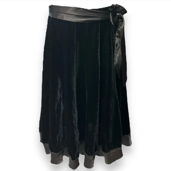 NY COLLECTION Velvet Midi Skirt Satin Sash Vintage