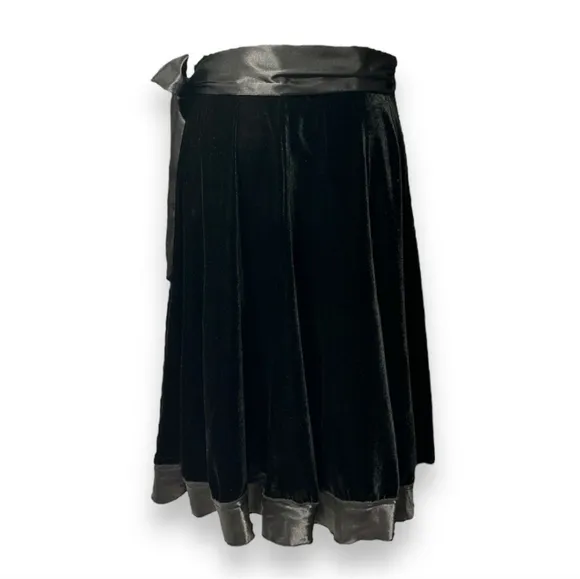 NY COLLECTION Velvet Midi Skirt Satin Sash Vintage