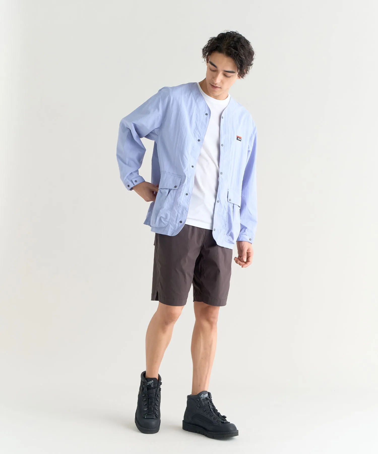 NYLON TUSSER NO COLLAR JACKET(MEN)