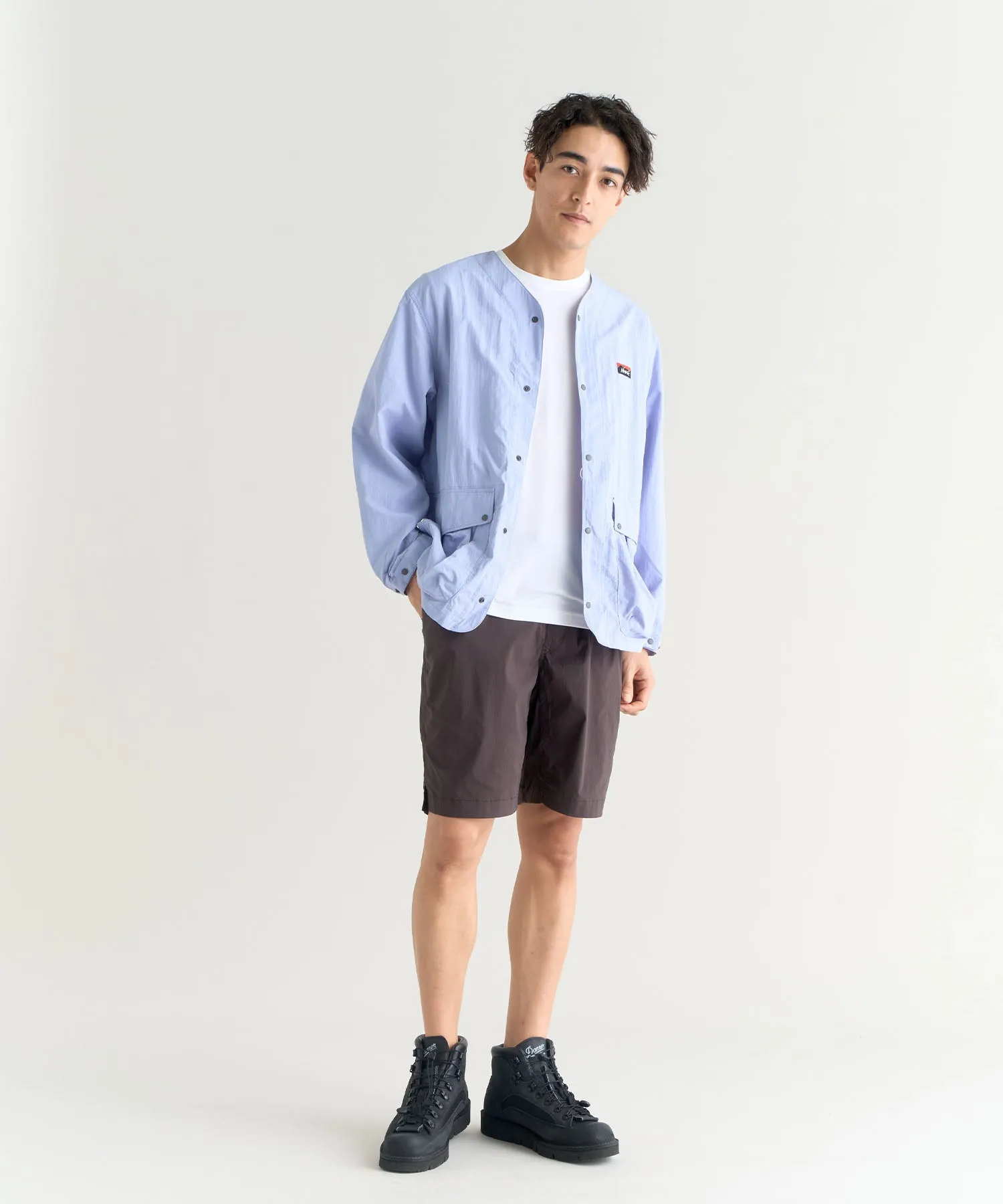 NYLON TUSSER NO COLLAR JACKET(MEN)