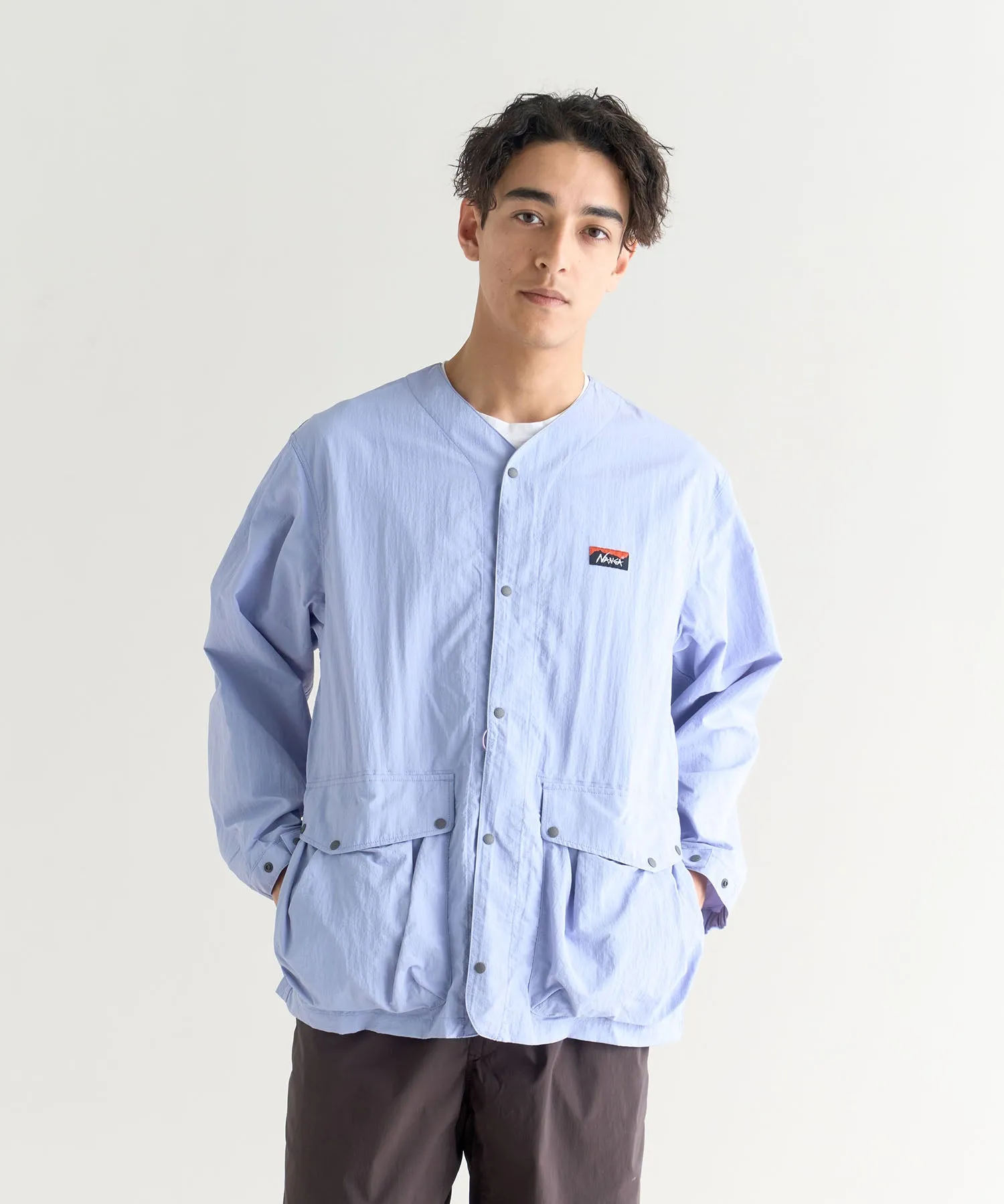 NYLON TUSSER NO COLLAR JACKET(MEN)
