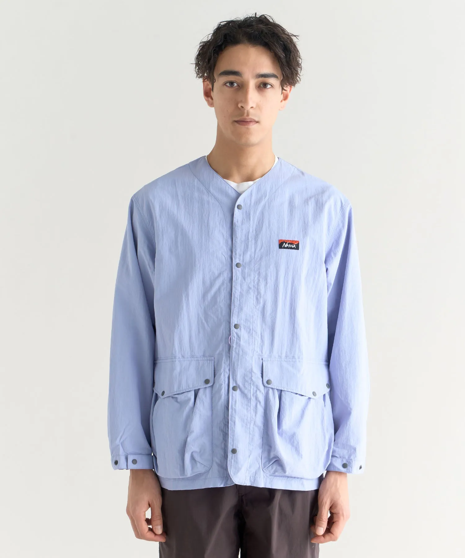 NYLON TUSSER NO COLLAR JACKET(MEN)