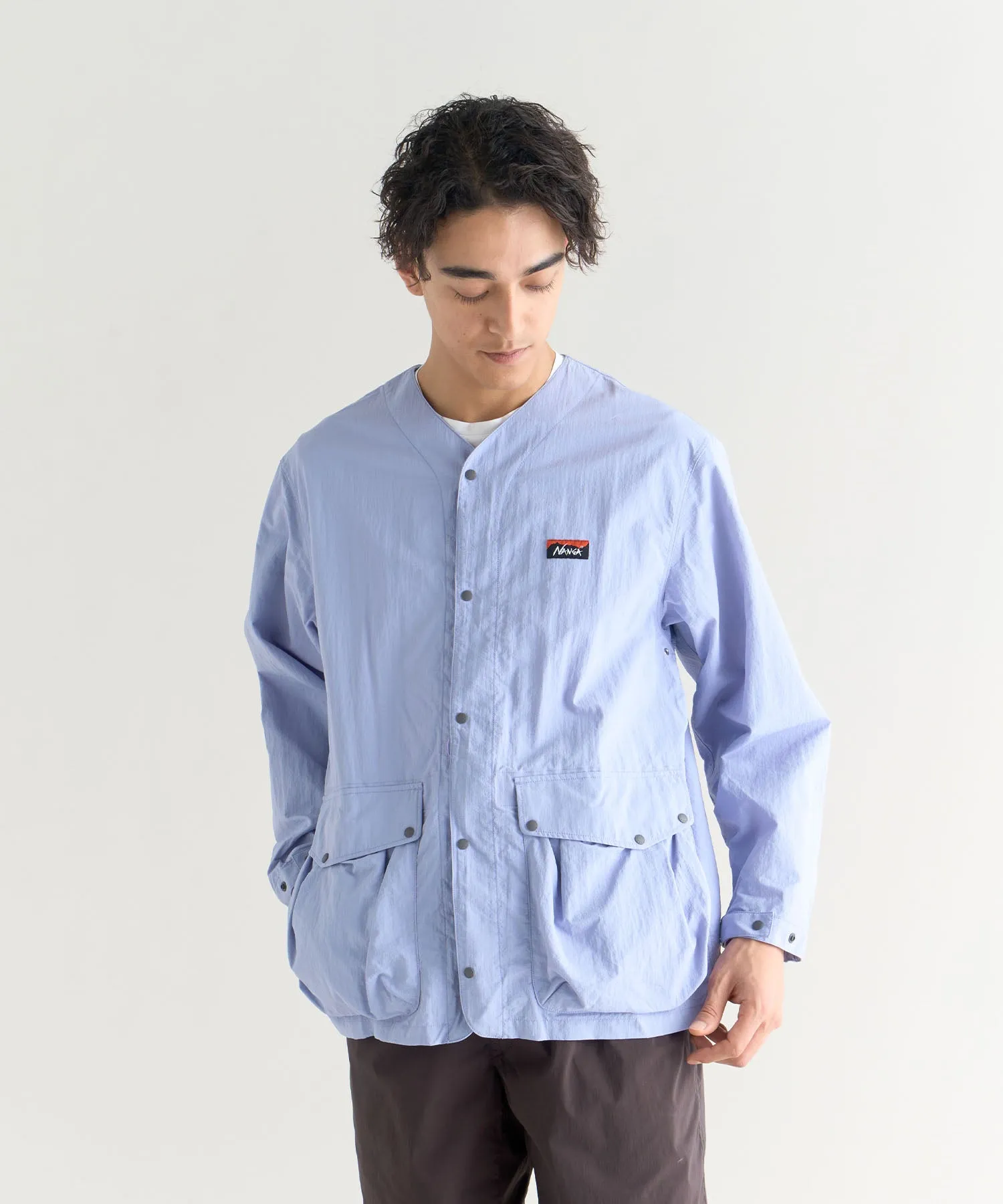 NYLON TUSSER NO COLLAR JACKET(MEN)
