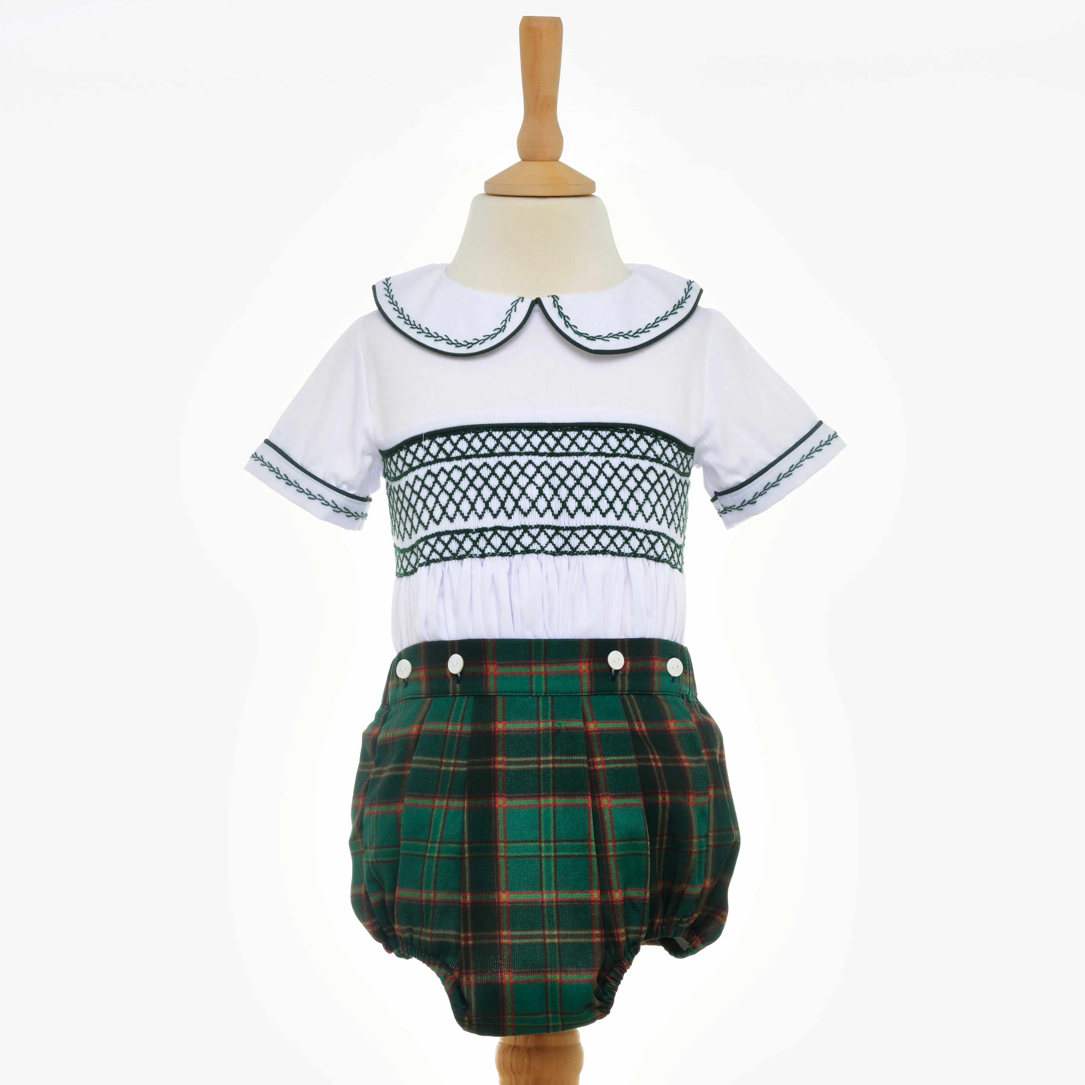 Ocean Baby Hunter Green Plaid Buster Suit (3M-3Yrs)