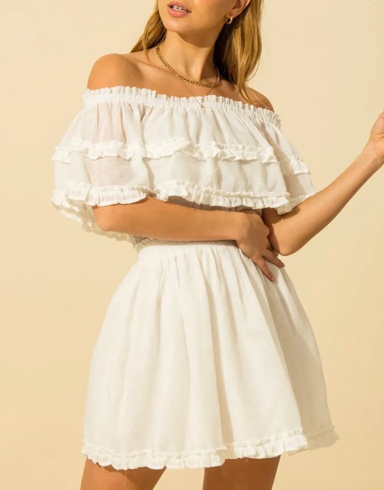 Off the Shoulder A Line Mini Dress