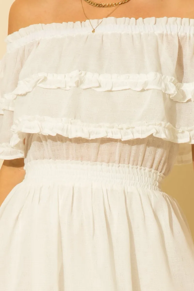 Off the Shoulder A Line Mini Dress