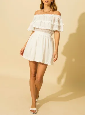 Off the Shoulder A Line Mini Dress