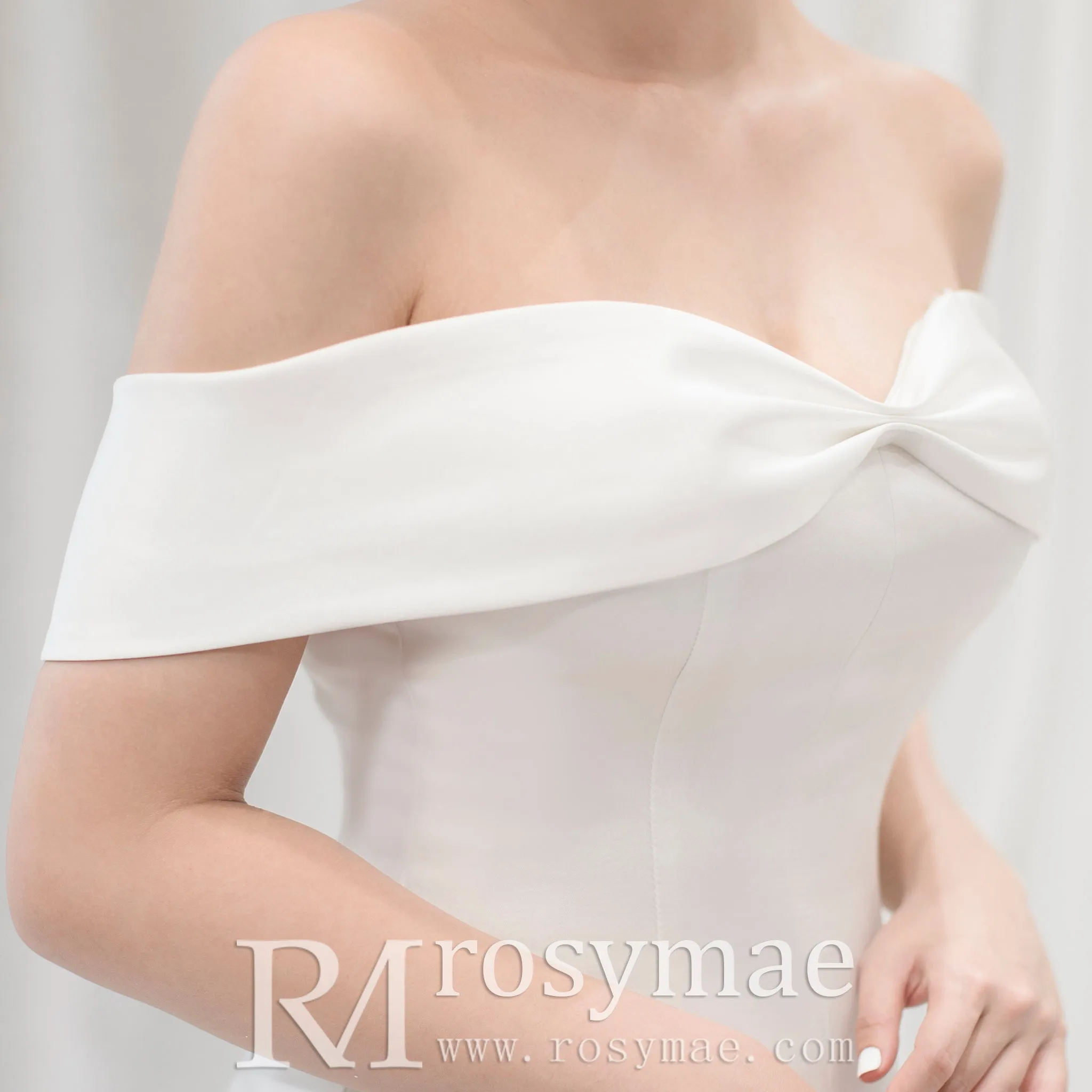 Off the Shoulder Satin Simple Elegant Wedding Dresses