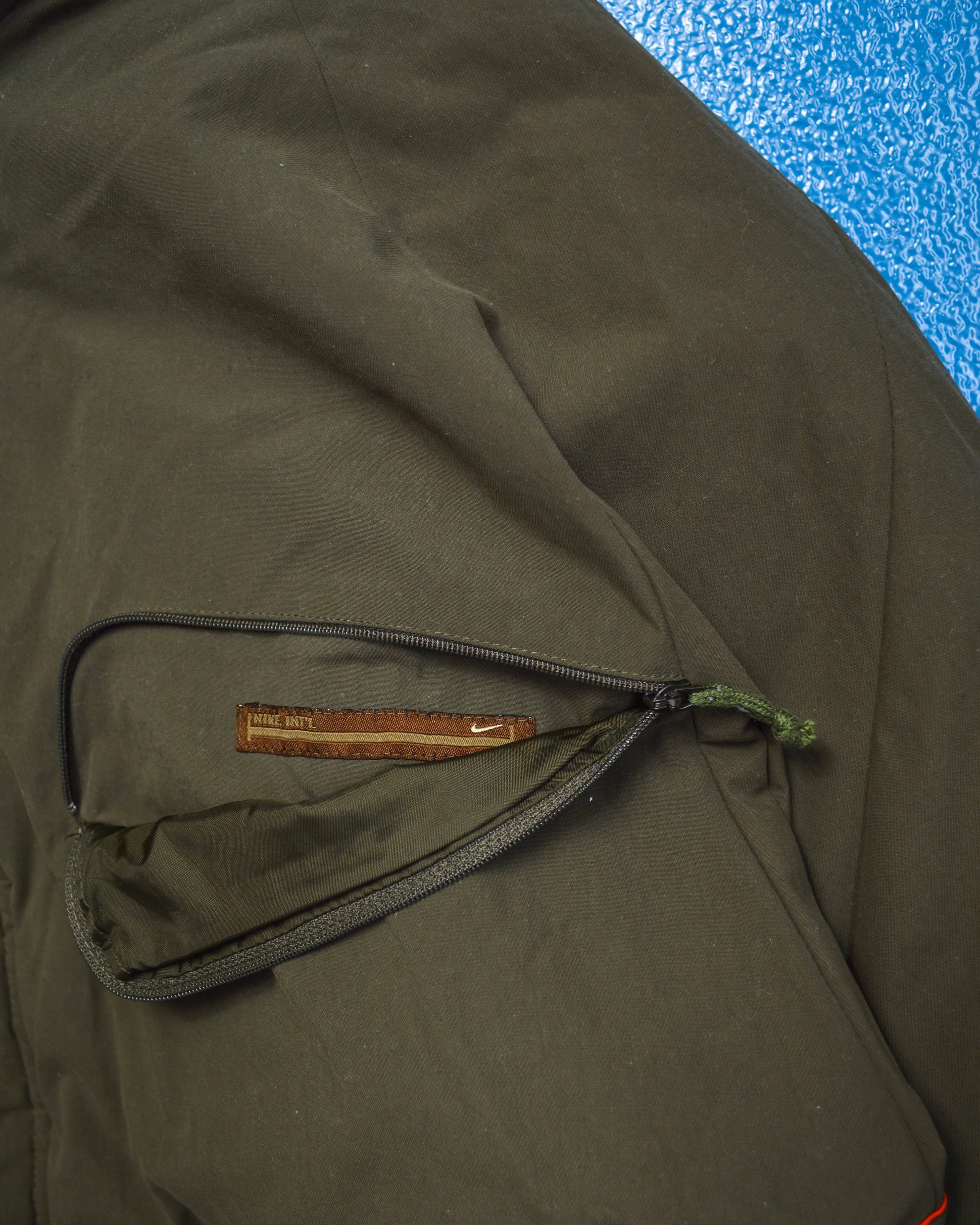 Olive Military Style Minimal Down Split Hood Parka Jacket (XL)