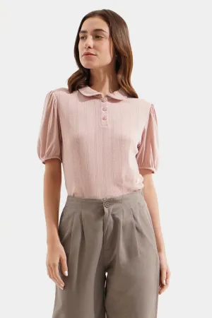 Openwork Peter Pan Collared Tee
