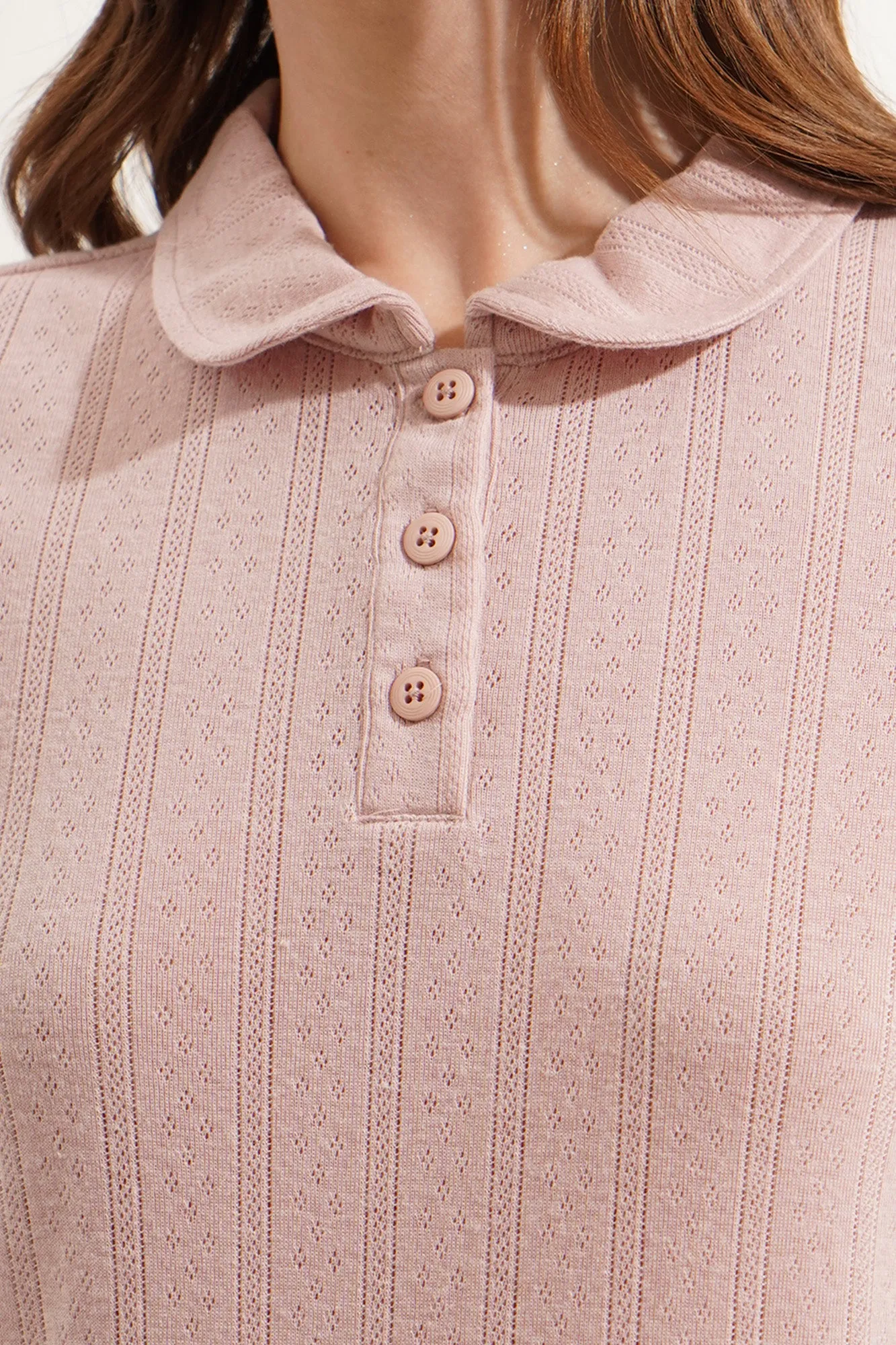 Openwork Peter Pan Collared Tee