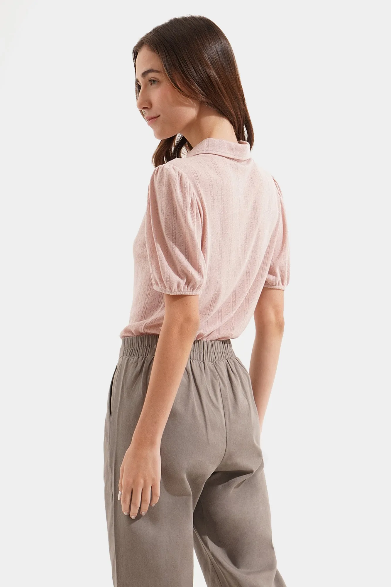 Openwork Peter Pan Collared Tee