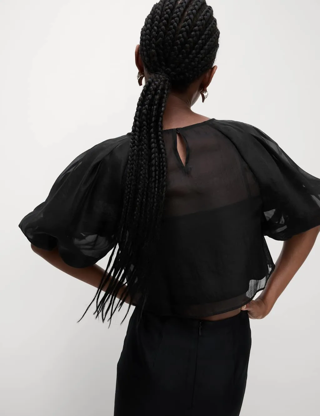 Organza Puff Sleeve Top